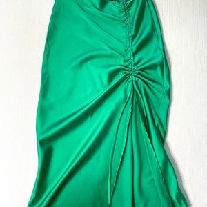 Green mermaid scrunched Midi skirt